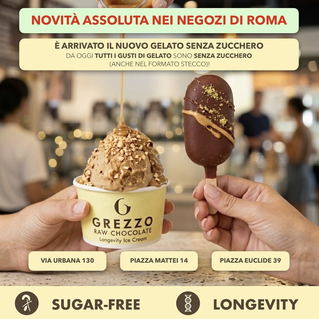 GELATO SENZA ZUCCHERO LONGEVITY ROMA Grezzo Raw Chocolate